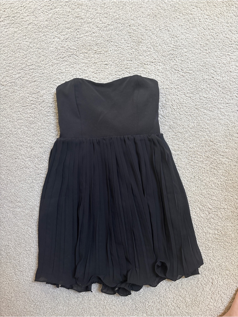 Lush Black Strapless Pleated Cocktail Dress